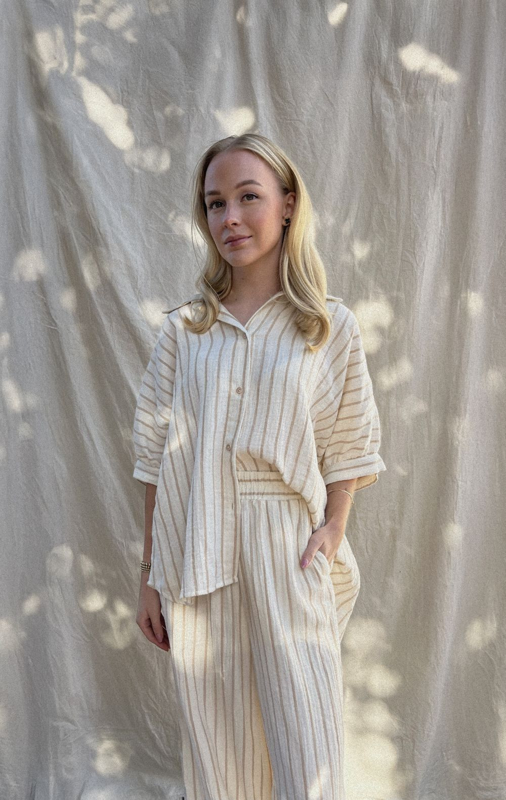 Alwero broek 'Bahamas' katoen - beige stripe