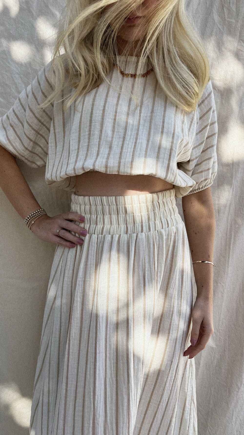 Alwero rok 'Serena' katoen - beige stripes