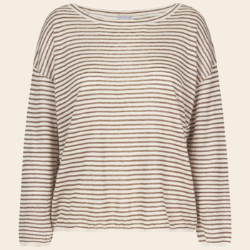 No Man's land sweater linnen - soft bark stripe