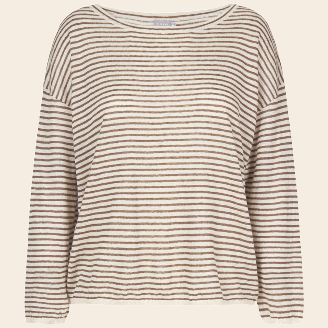 No Man's land sweater linnen - soft bark stripe