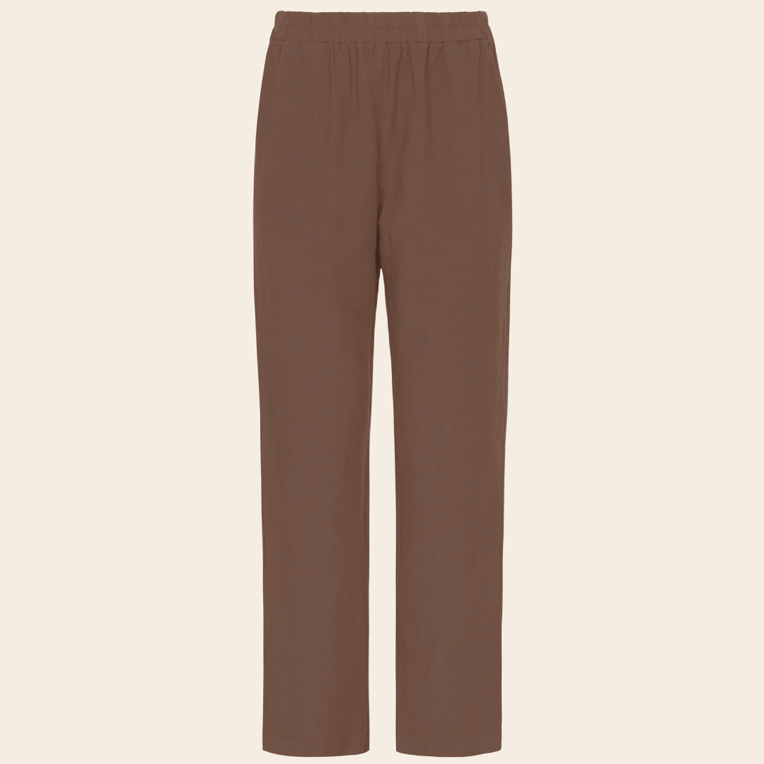 No Man's land broek tapered tencel / linnen - tobacco