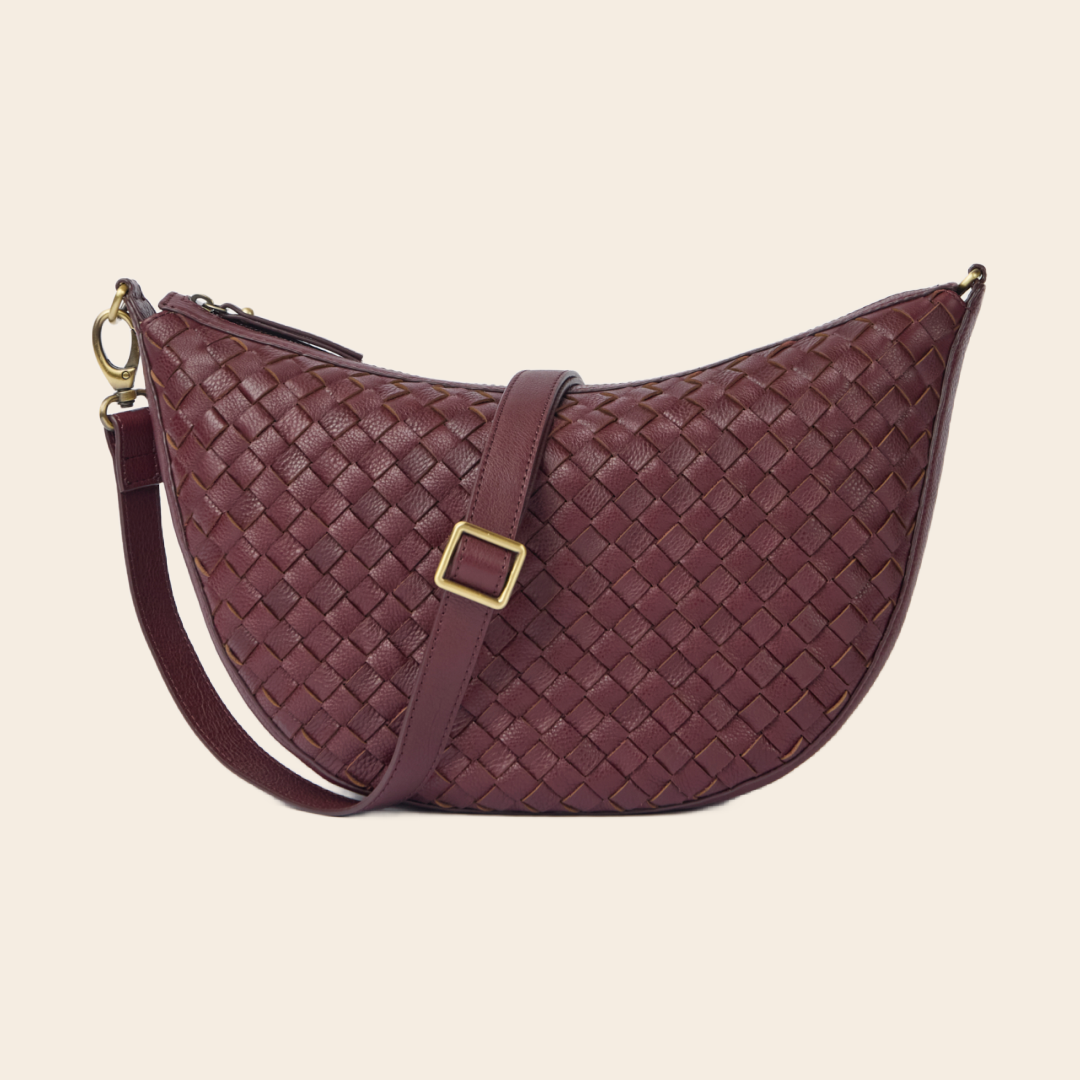OMyBag schoudertas  'Leo maxi' woven - dark cherry