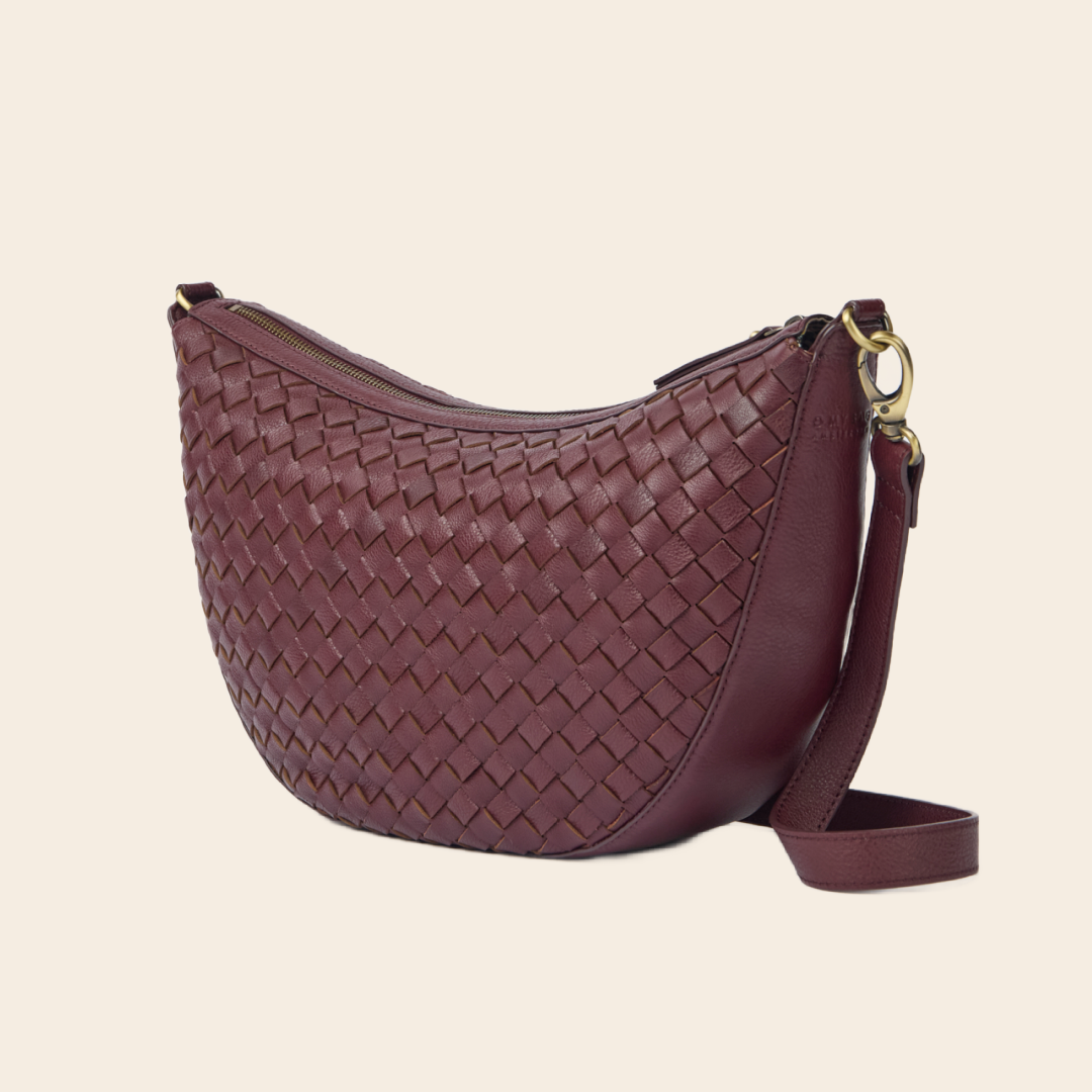 OMyBag schoudertas  'Leo maxi' woven - dark cherry