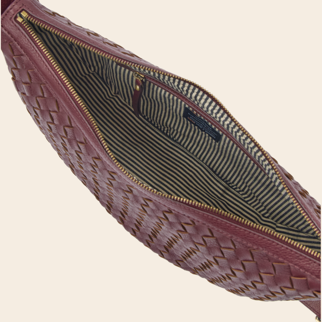 OMyBag schoudertas  'Leo maxi' woven - dark cherry