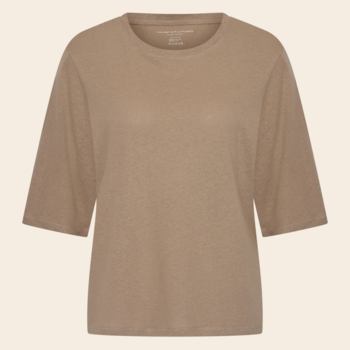 Majestic Filatures shirt linnen/katoen - coffee latte