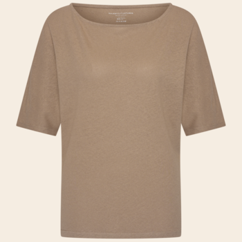 Majestic Filatures off-shoulder top linnen/katoen - coffee latte