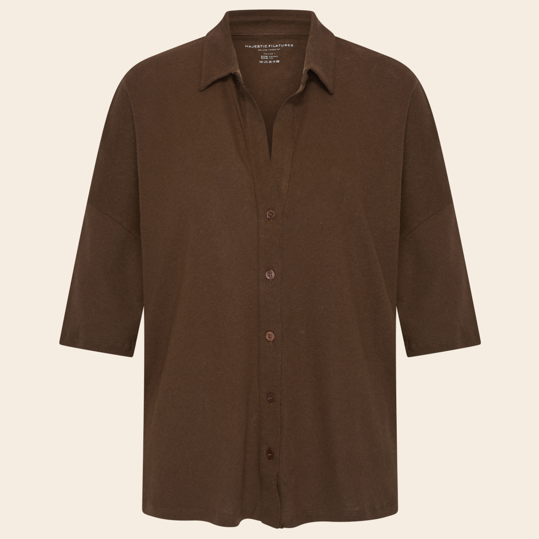 Majestic Filatures blouse linnen/katoen - tonka