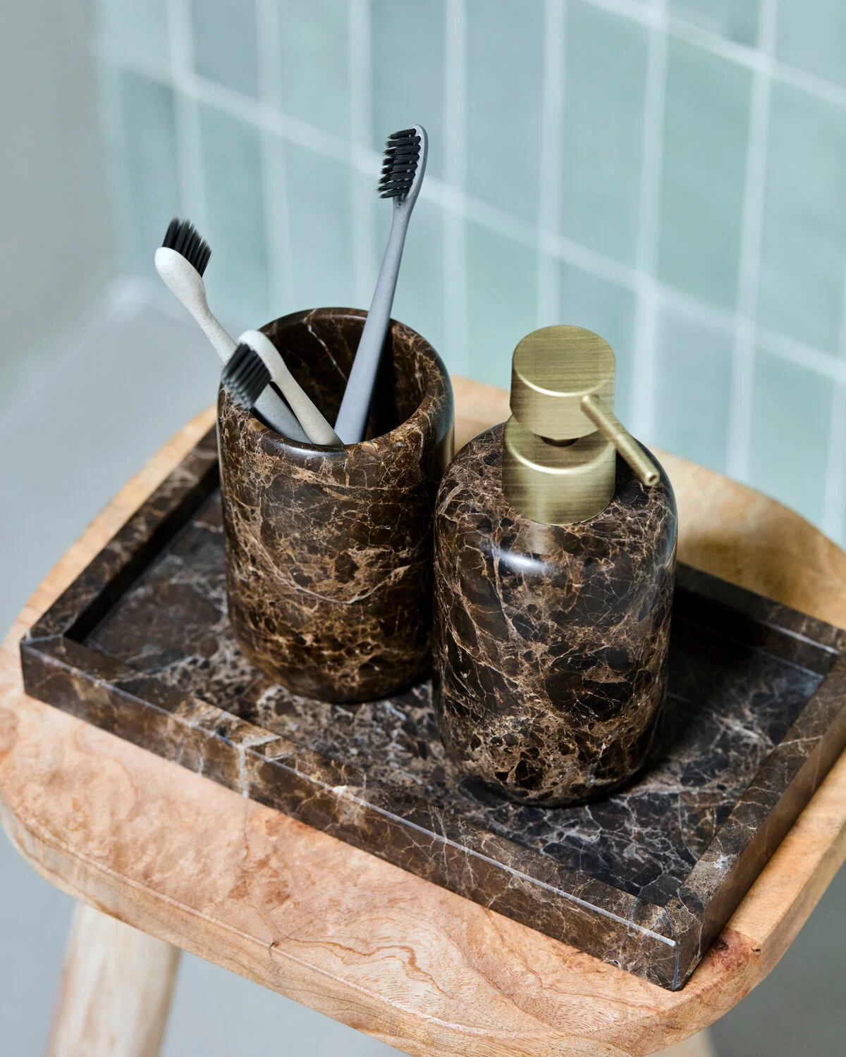 House Doctor tray 'Able' marble - brown