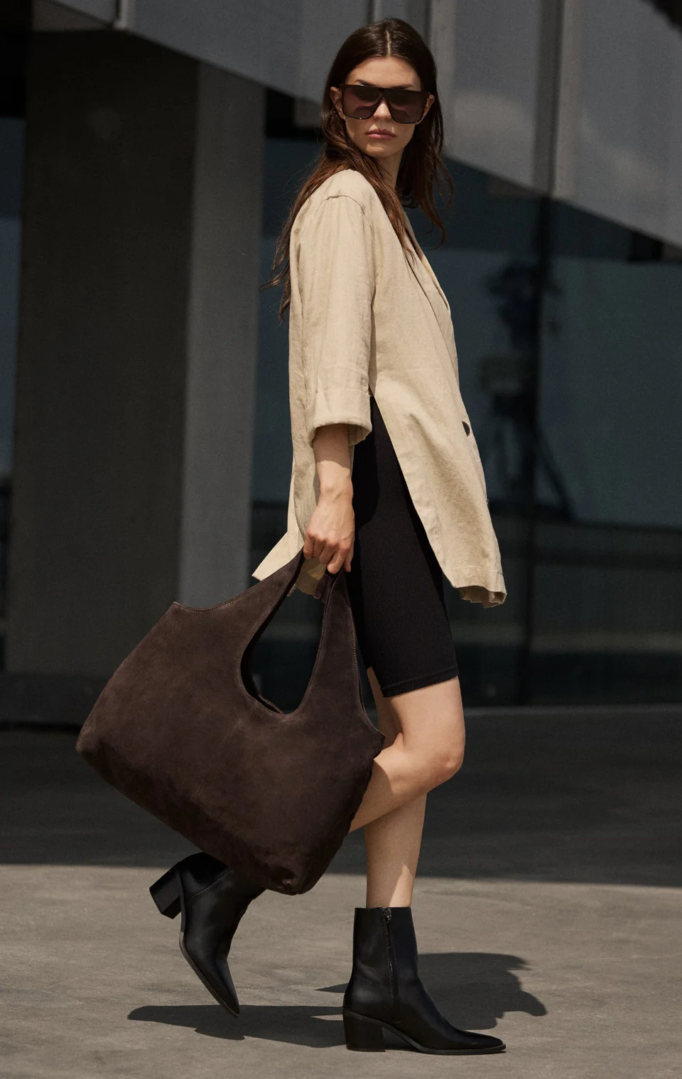 Markberg shopper 'Laurine' suede - dark brown