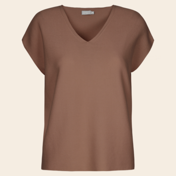 No Man's land v-hals shirt katoen - cacao