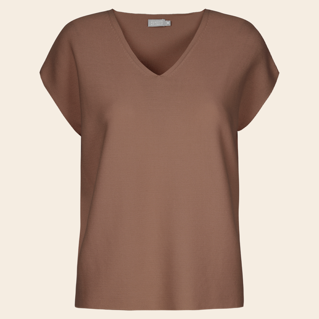 No Man's land v-hals shirt katoen - cacao