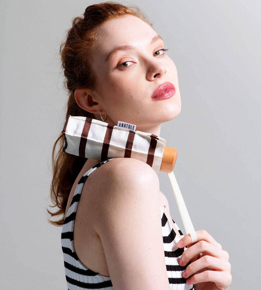 Anatole paraplu 'Lazare' - brown stripe