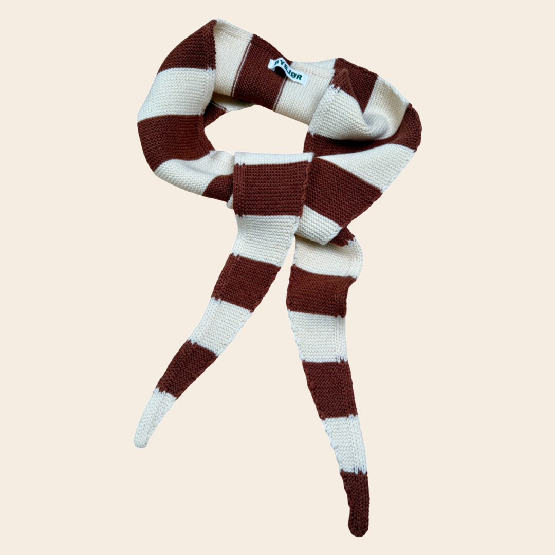 ByBjør mini sjaal 'Stripe' - cream / chocolate