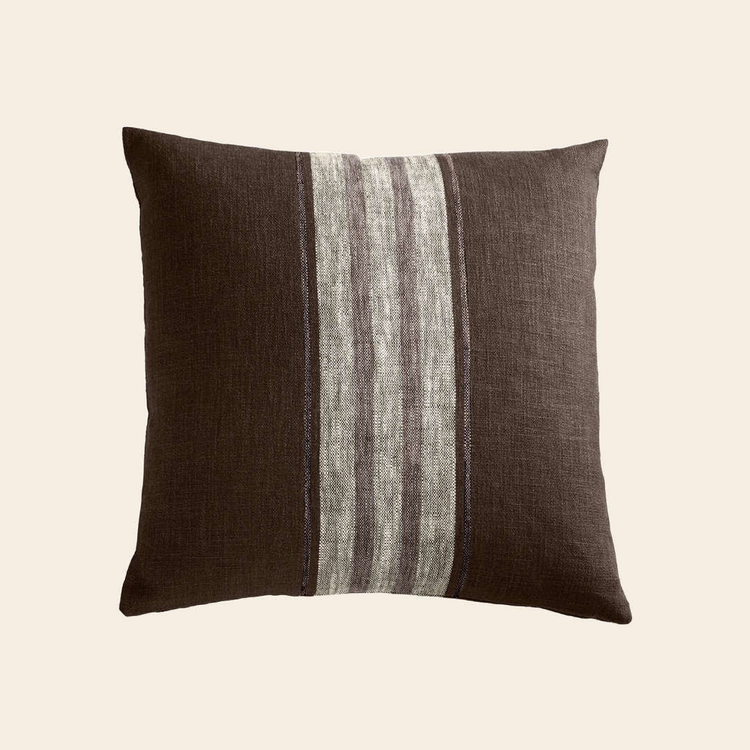 TineK Home kussenhoes 'Stripe' 55  linnen / viscose - mocca
