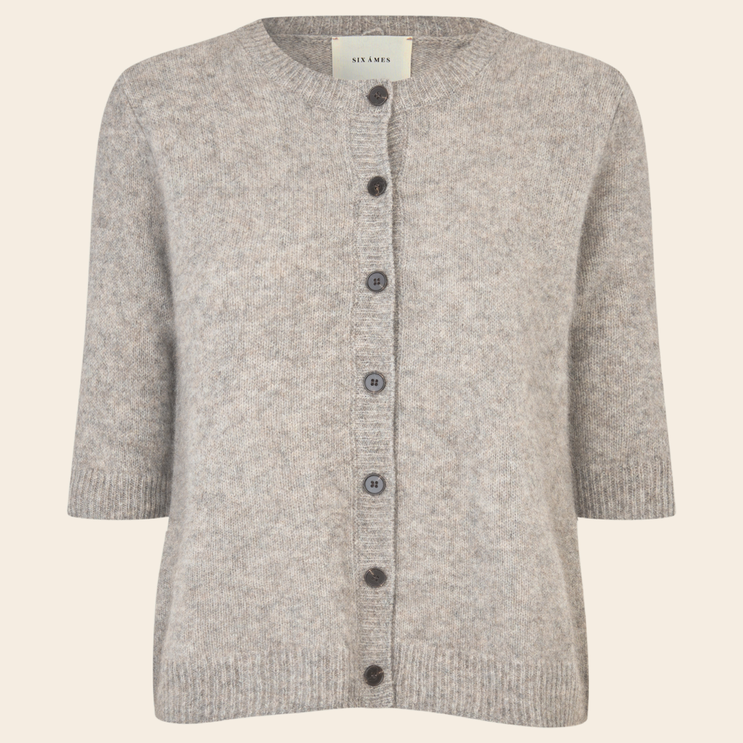 Six Ames short sleeve vest 'Oda' raccoon - silver white melange