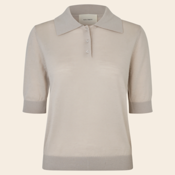 Six Ames polo 'Ribena' merinowool - silver white melange