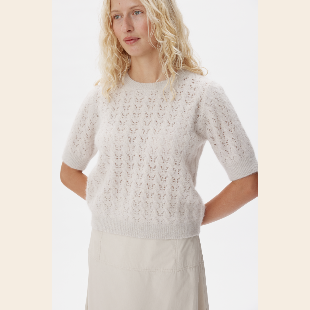 Six Ames trui 'Rocca' deco raccoon - silver white melange