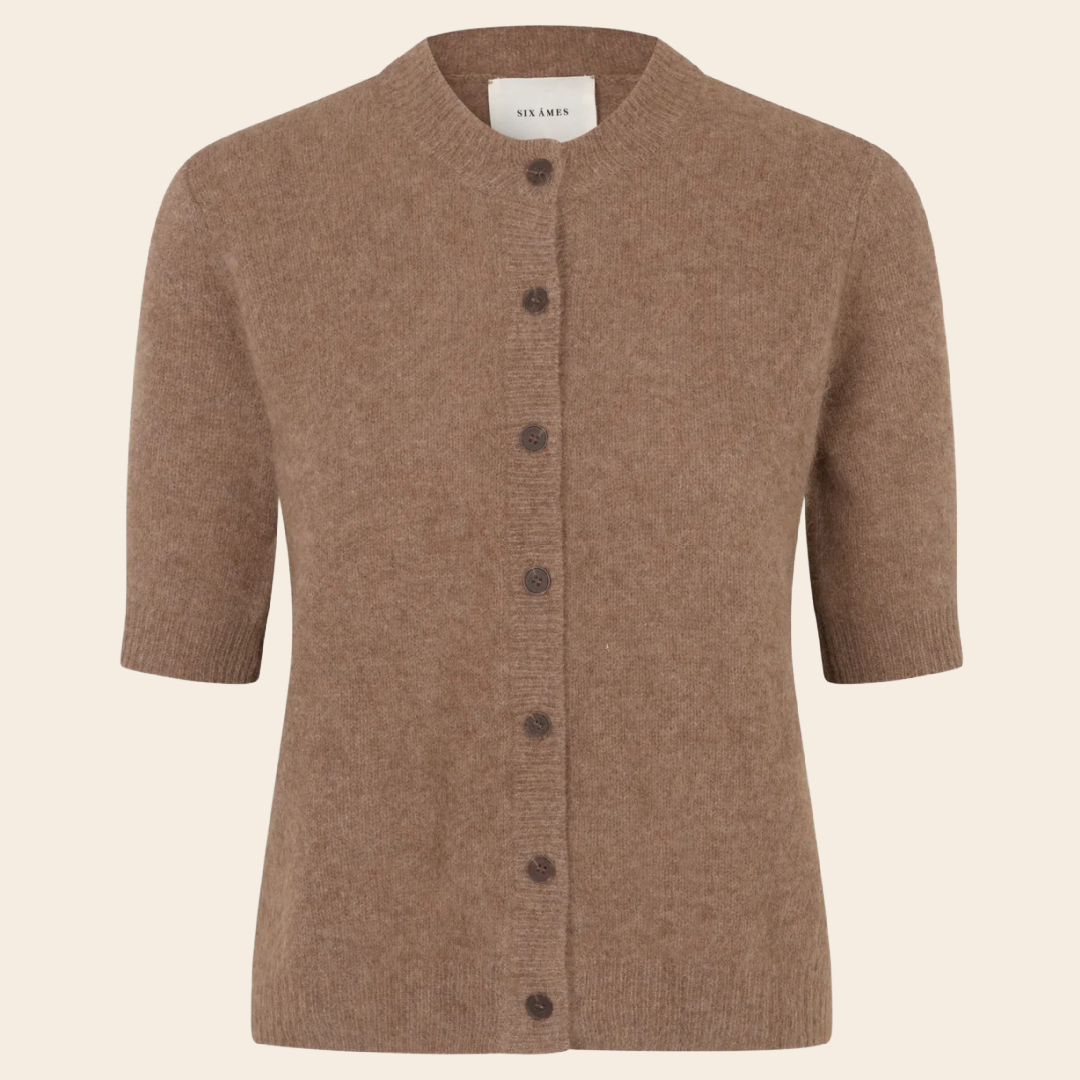 Six Ames short sleeve vest 'Oda' raccoon - acorn