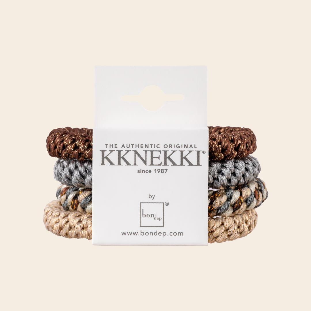 KKnekki set/4 haarelastieken - brown / nude / grey