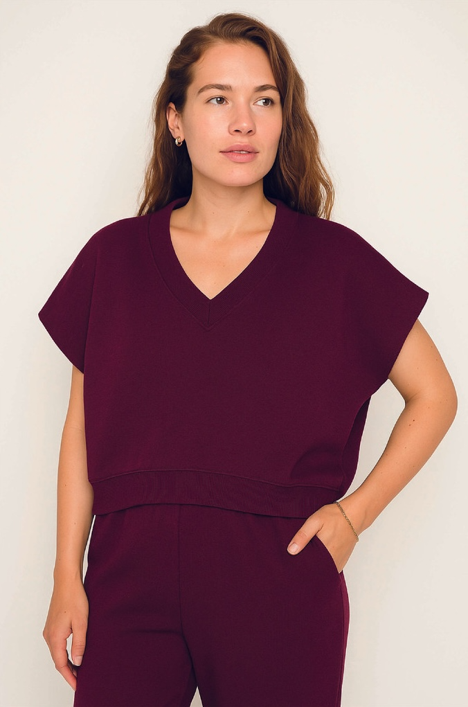 RE/BORN short -sleeve sweater 'Barcelona' katoen