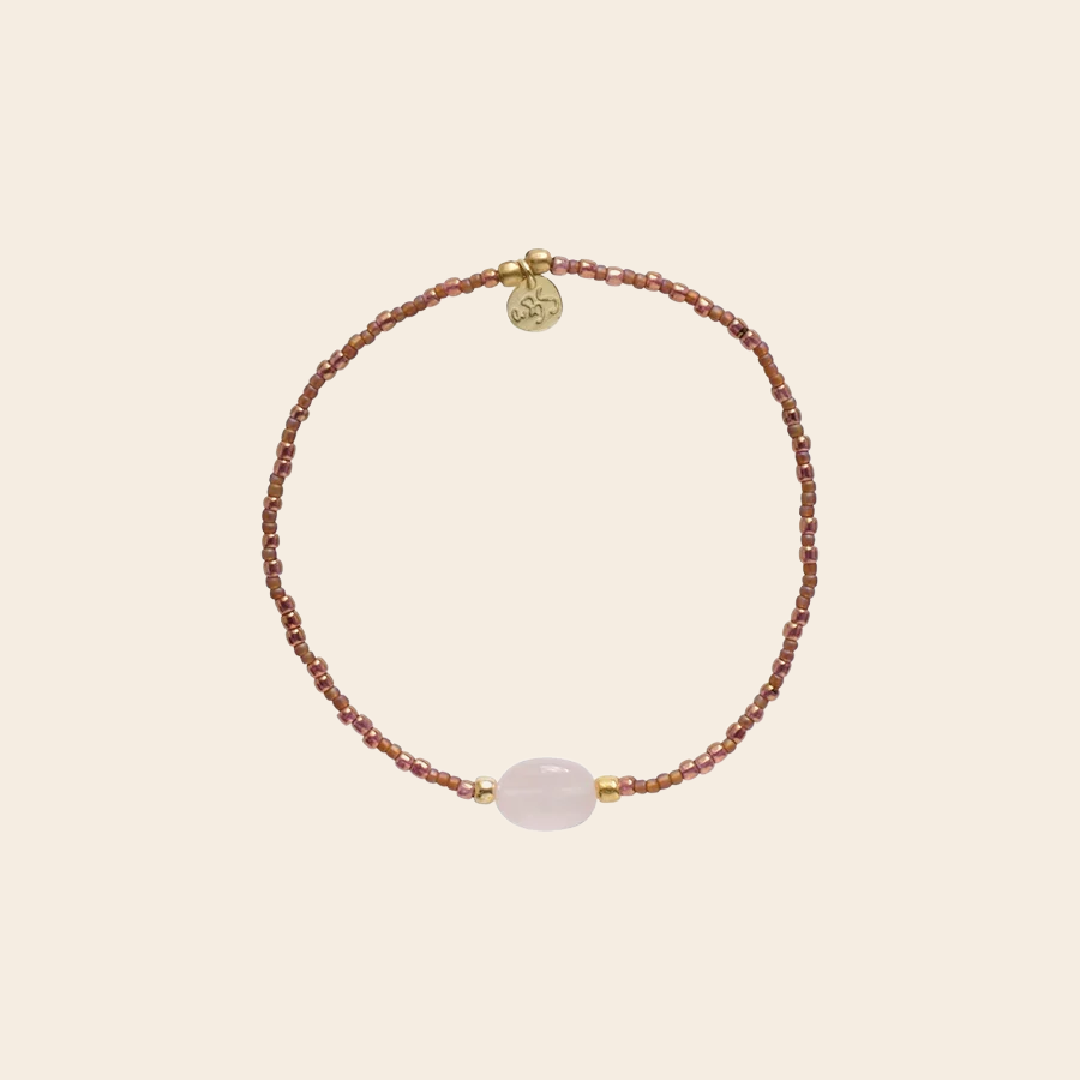 A Beautiful Story armband 'Unwritten' - rozenkwarts