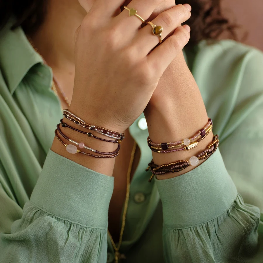 A Beautiful Story armband 'Unwritten' - rozenkwarts