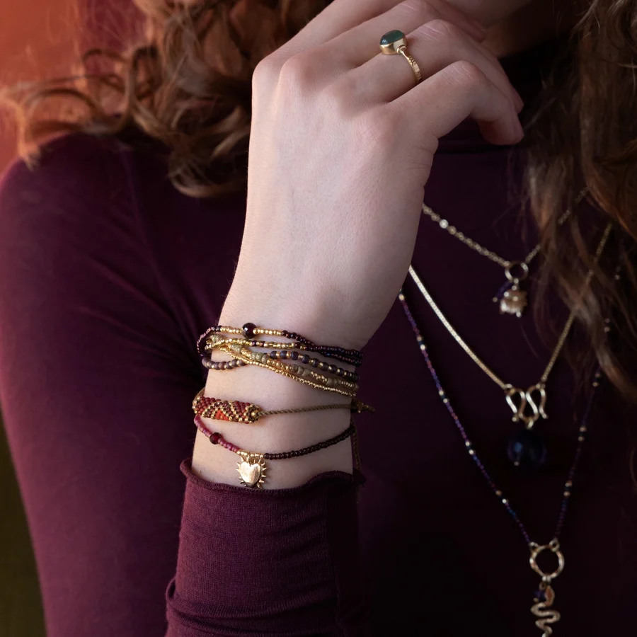 A Beautiful Story armband 'Experience' - granaat