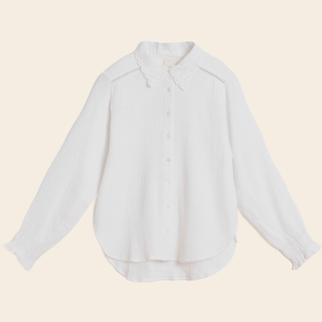 Indi & Cold chemise 'Crochet' katoen - blanco