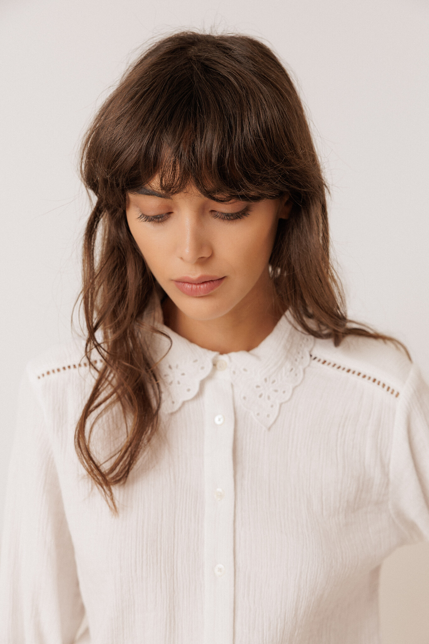 Indi & Cold chemise 'Crochet' katoen - blanco