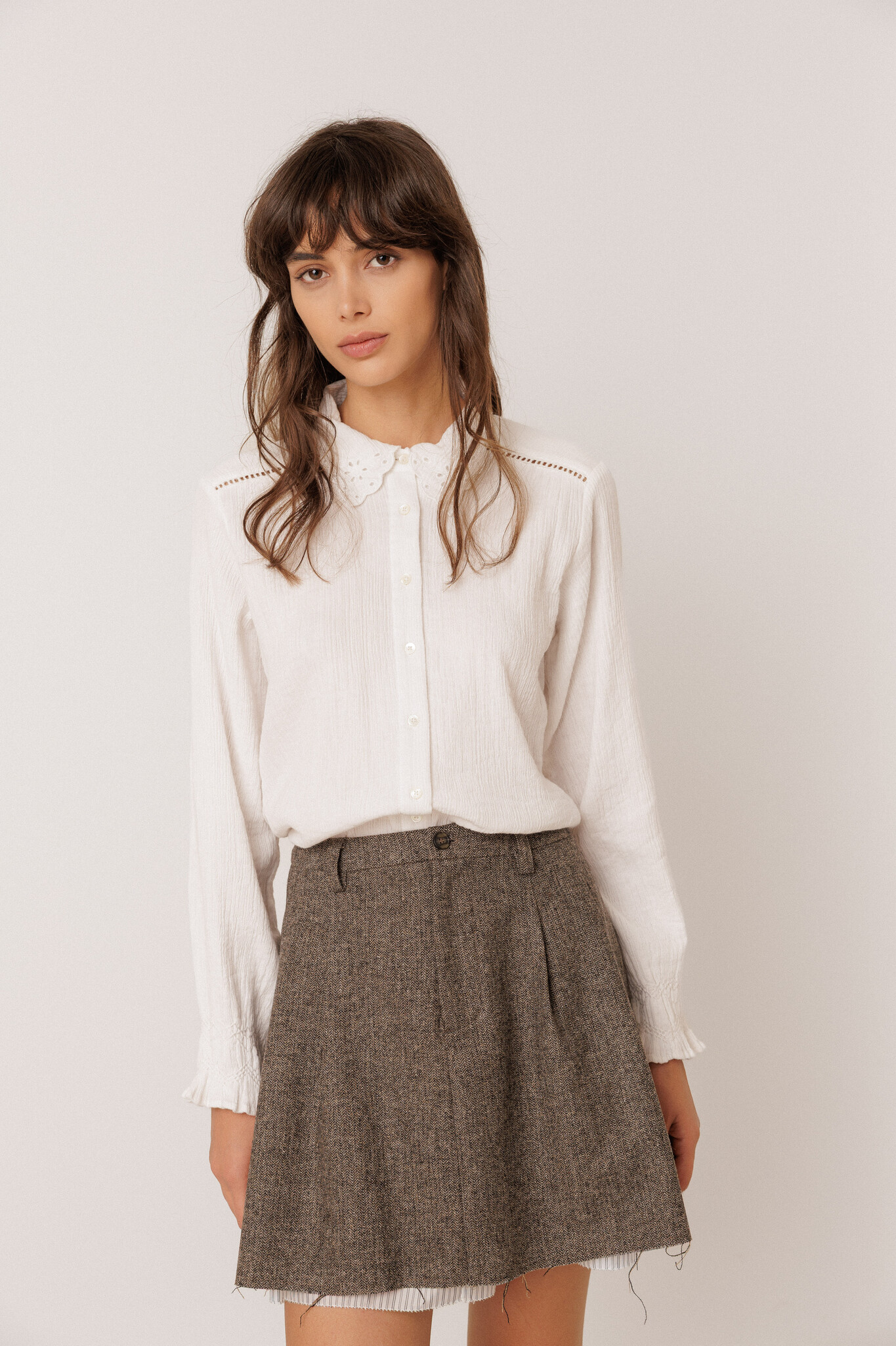 Indi & Cold chemise 'Crochet' katoen - blanco