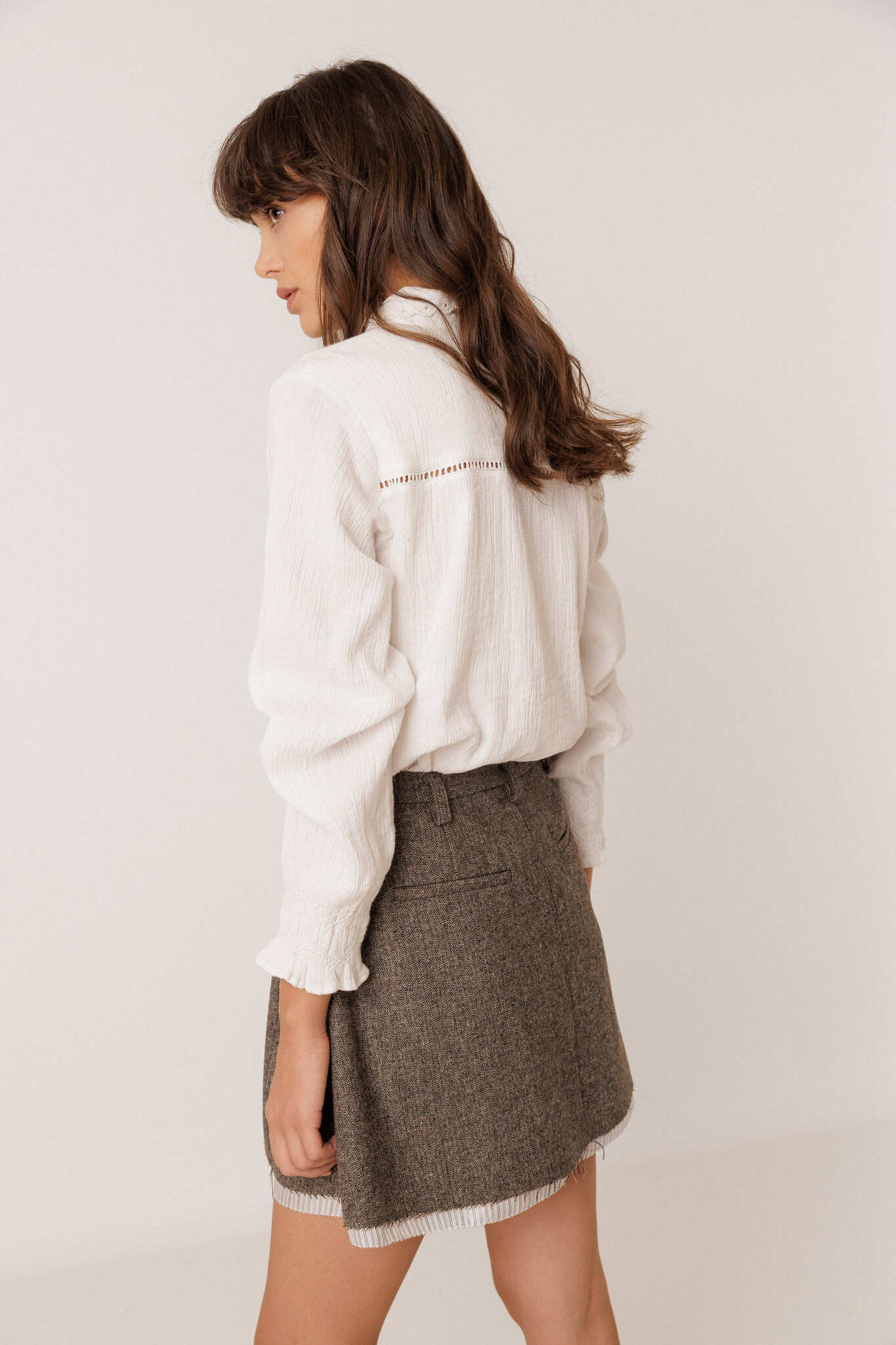 Indi & Cold chemise 'Crochet' katoen - blanco
