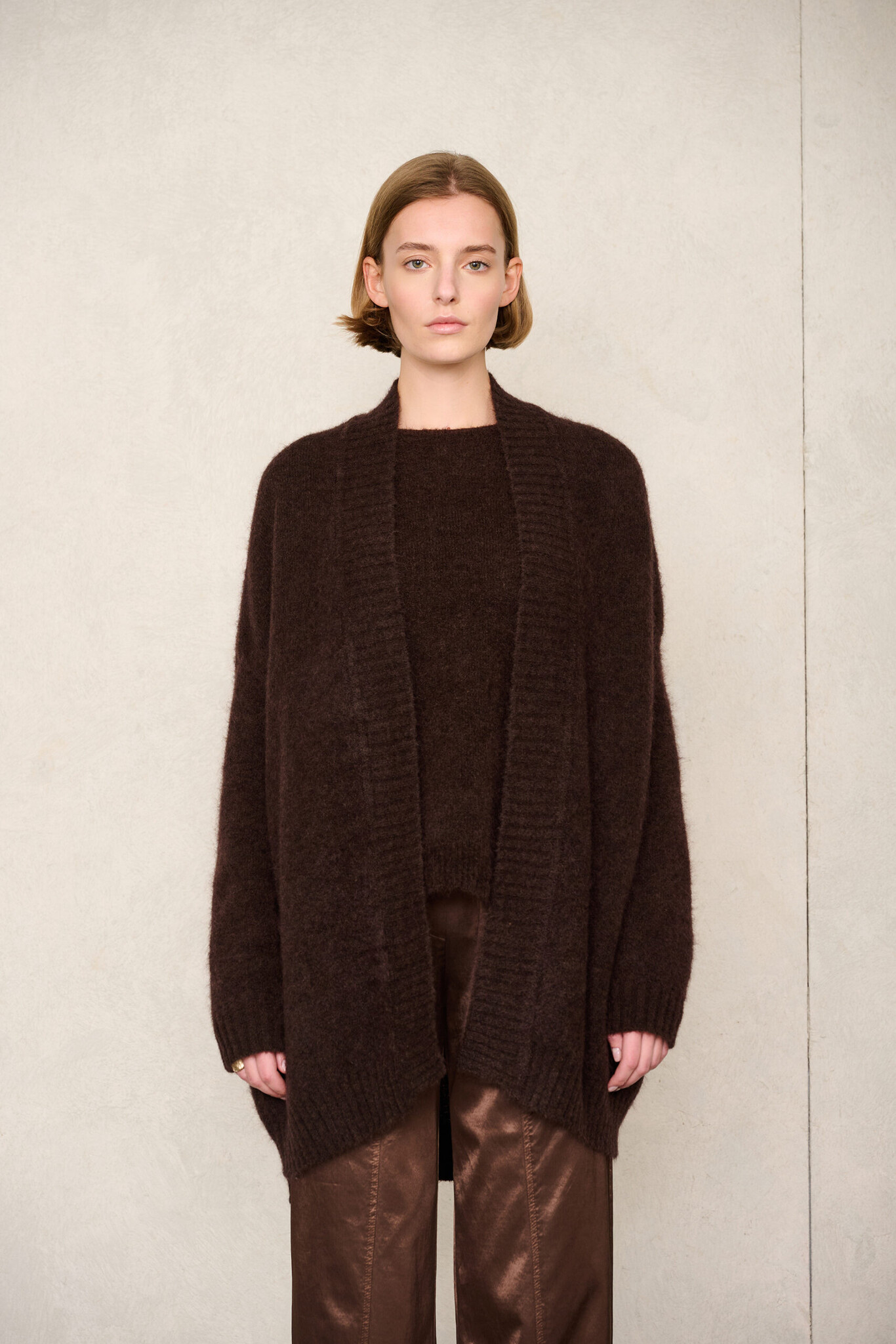 No Man's land lang vest superkid mohair - espresso