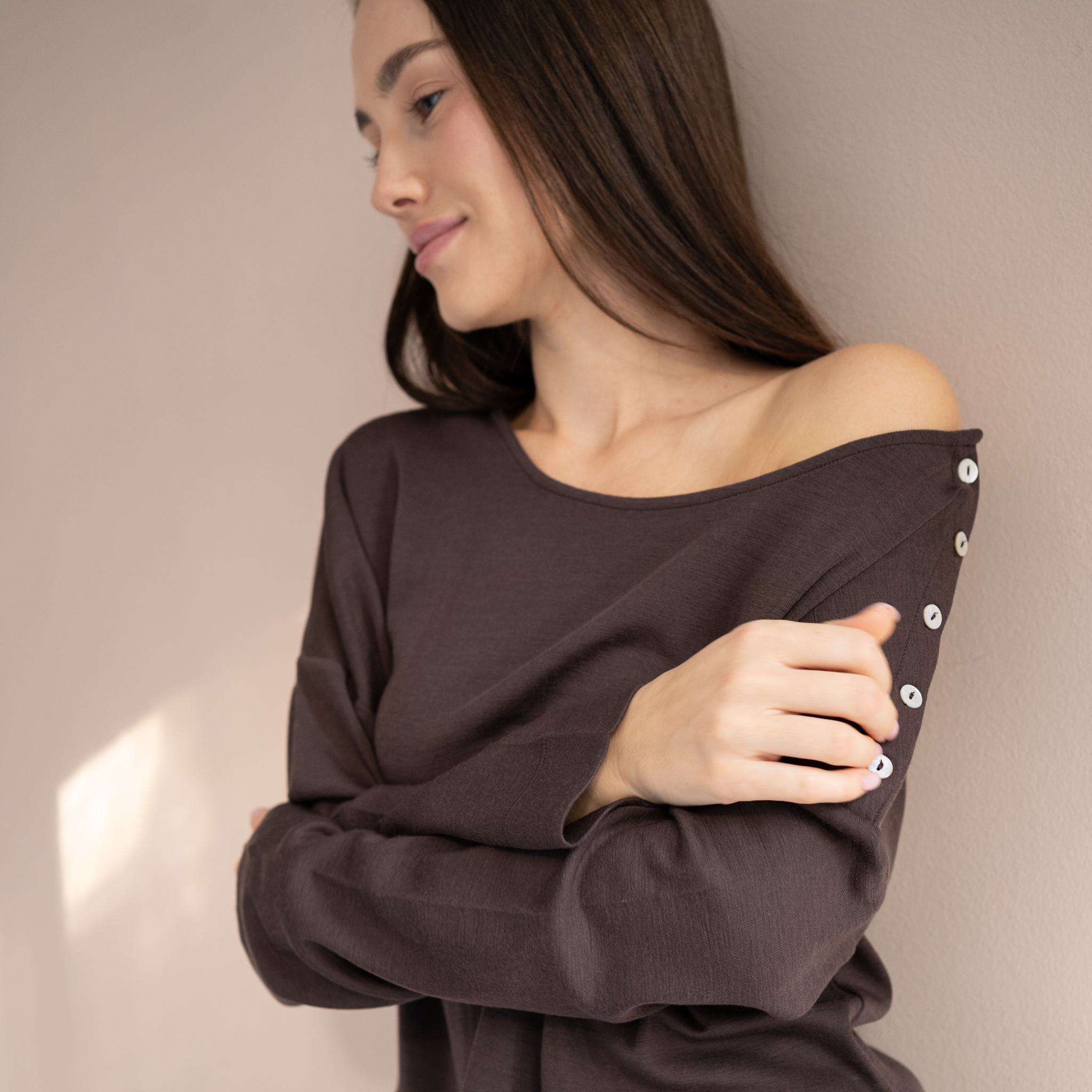 Minimalisma shirt 'Vega' merinowol - chocolate