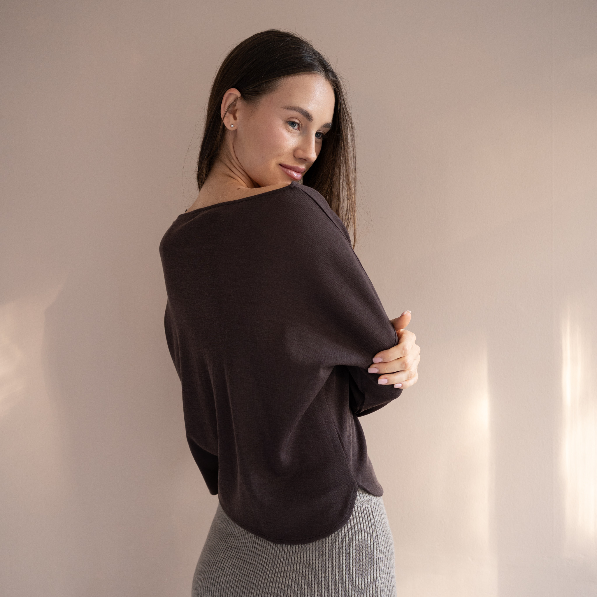 Minimalisma shirt 'Vega' merinowol - chocolate