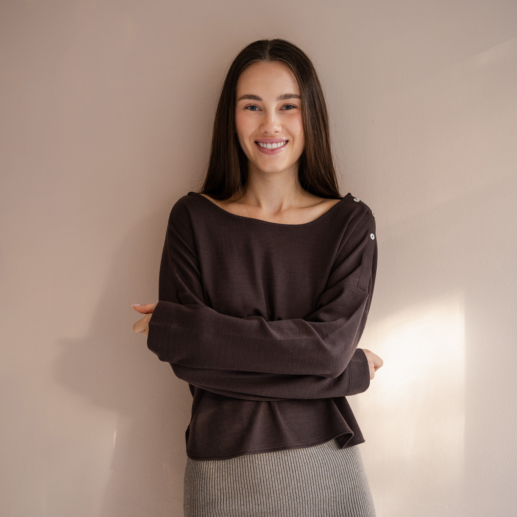 Minimalisma shirt 'Vega' merinowol - chocolate
