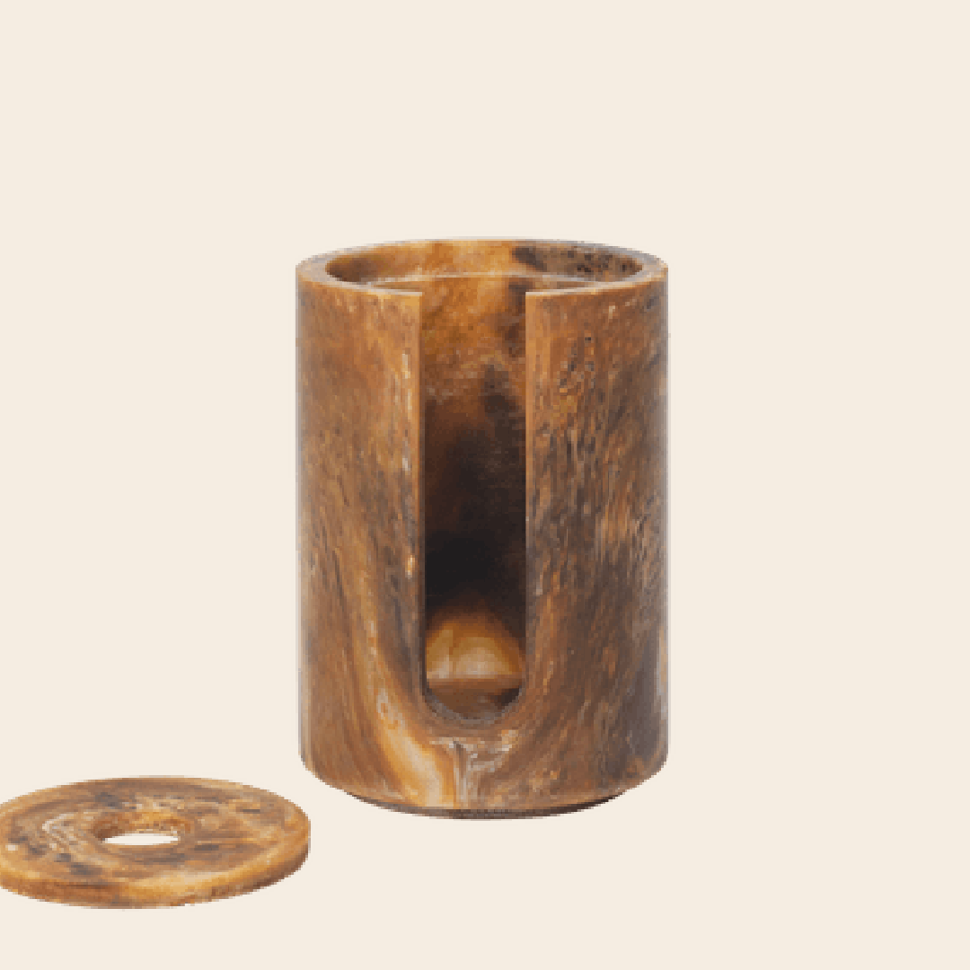 Ferm Living cotton pad holder 'Mist' resin- kelp