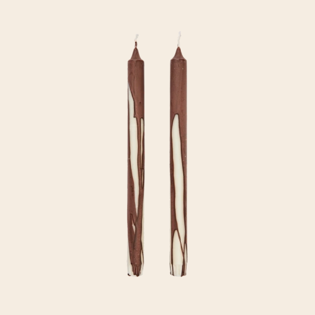 Ferm Living set/2 candles 'Dryp' - stearin