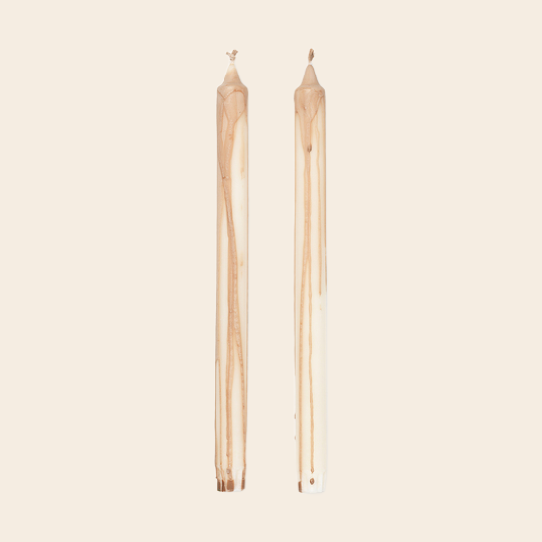 Ferm Living set/2 candles 'Dryp' - stearin