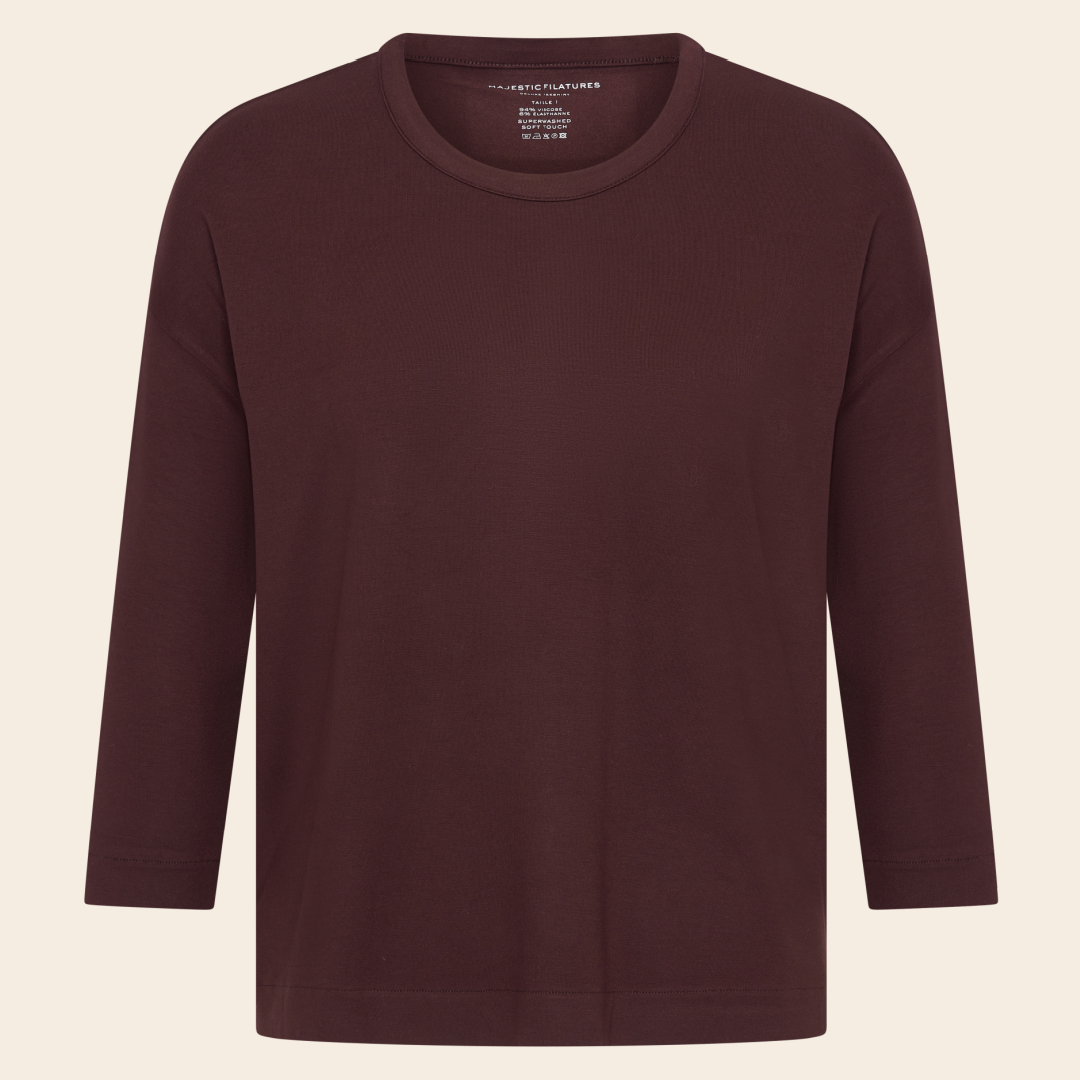 Majestic Filatures shirt viscose 3/4 mouw - aubergine