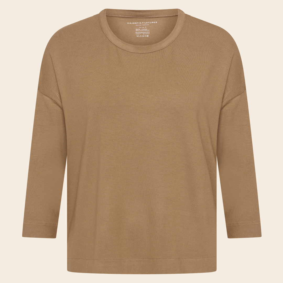 Majestic Filatures shirt viscose 3/4 mouw - havana