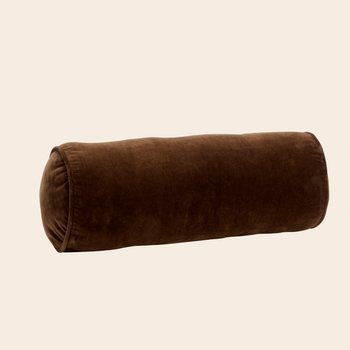 Madam Stoltz velvet kussen  katoen - dark brown