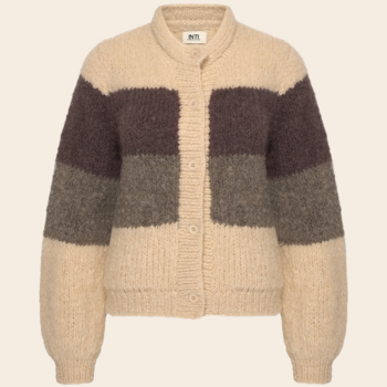Inti Knitwear cardigan 'Rosa' alpaca - marfil / plum / carbon