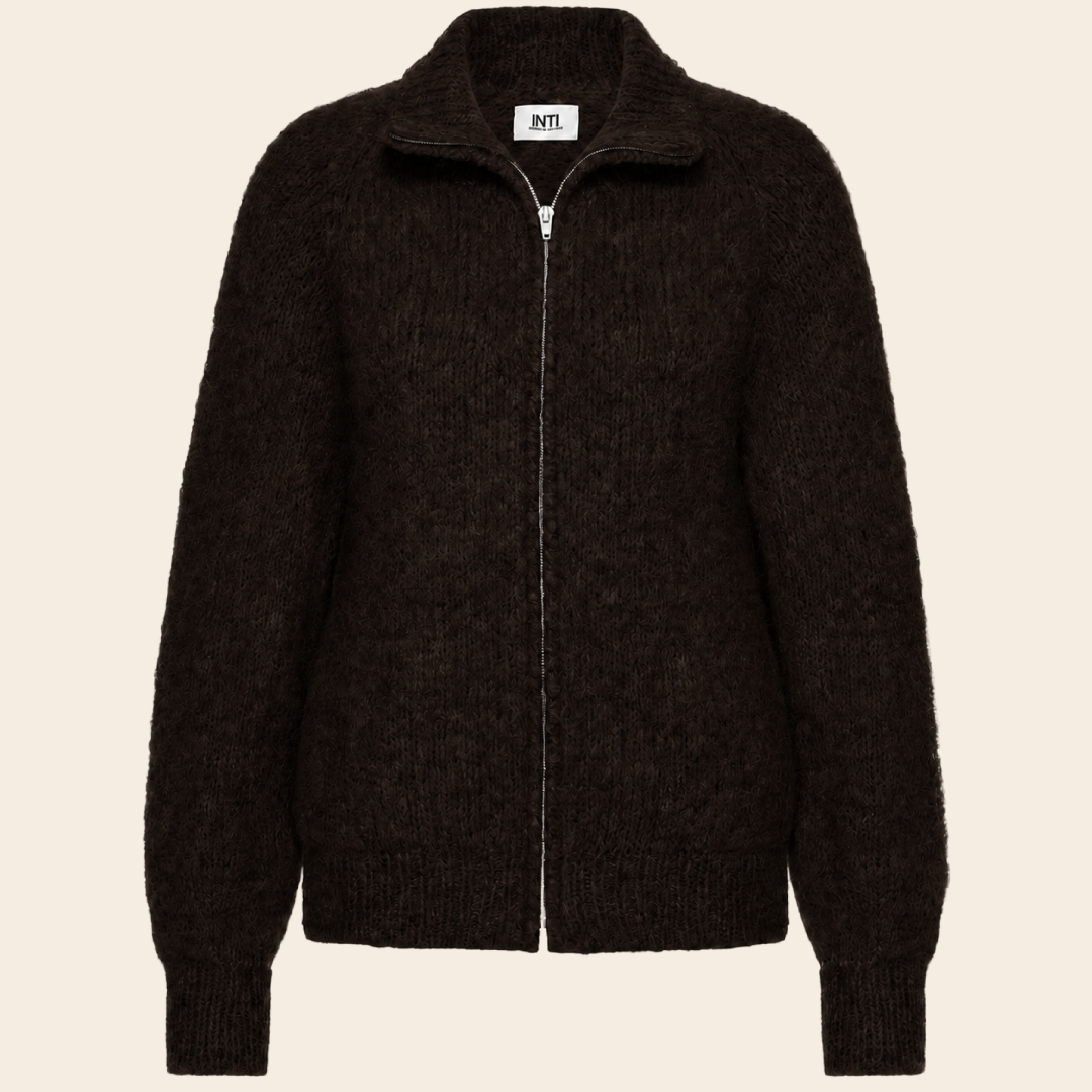 Inti Knitwear vest met rits 'Cleo' alpaca - nuez