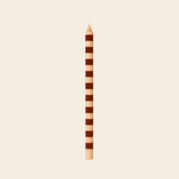 IBLaursen taper candle 'Striped' - brown/beige