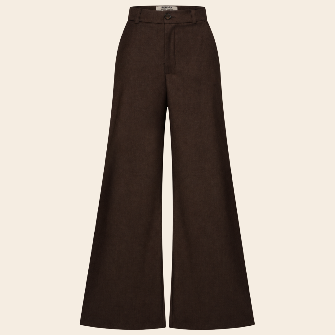 RE/BORN trousers 'Charlie' viscose - chocolate