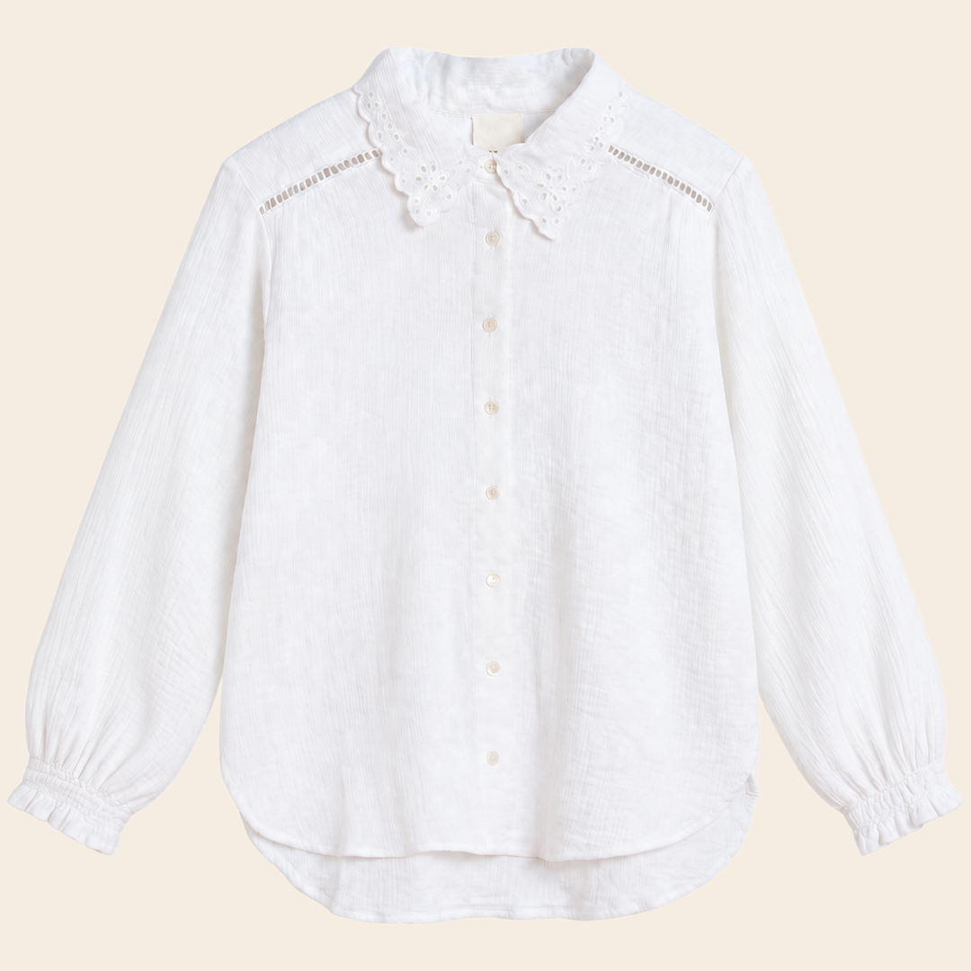 Indi & Cold blouse 'Crochet' katoen - blanco