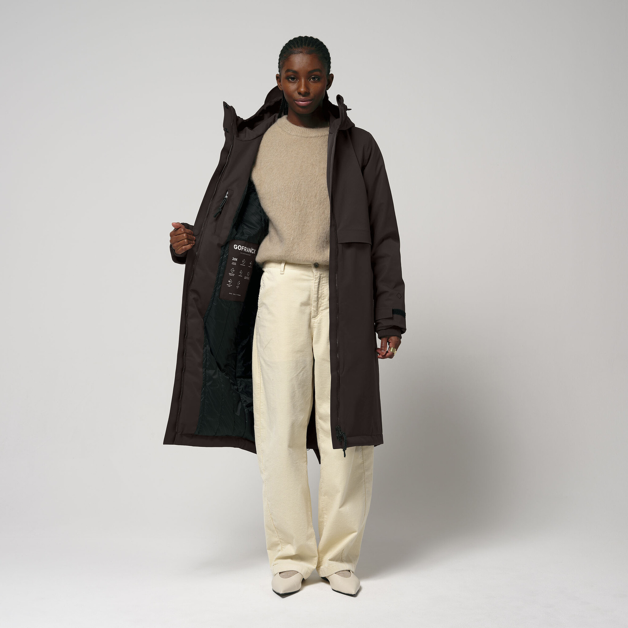 Gofranck waterproof parka 'Nebula' - black coffee