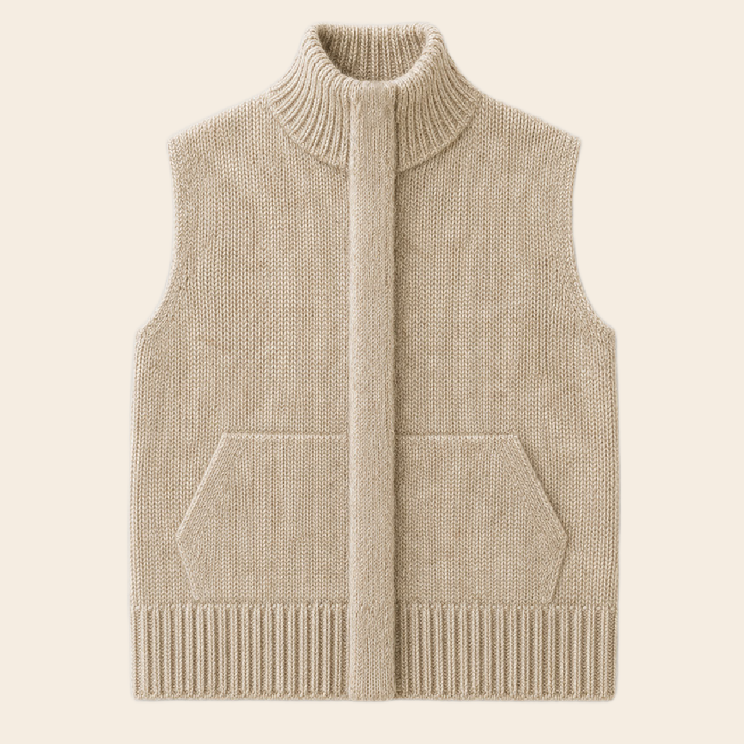 The Knitwit Stable vest 'Riet' wol - beige melange