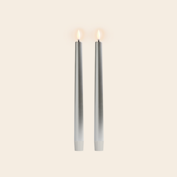Uyuni 2er-Set LED-Tischkerzen – Silber