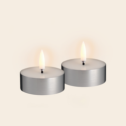 Uyuni Set mit 2 LED-Maxi-Teelichtern – Silber
